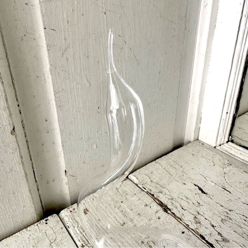 Vintage Swan Bird Clear Hand Blown Glass Art Bud Vase Hollow Delicate 6x6.5” - Picture 5 of 9